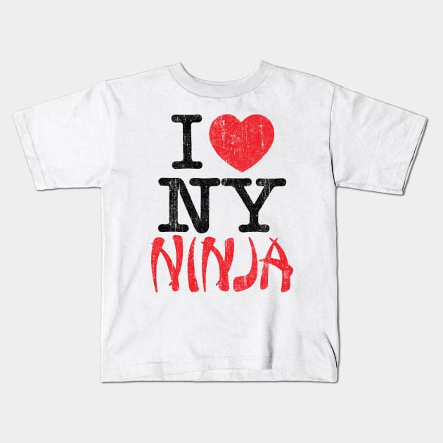 I Love New York Ninja Kids T-Shirt by huckblade